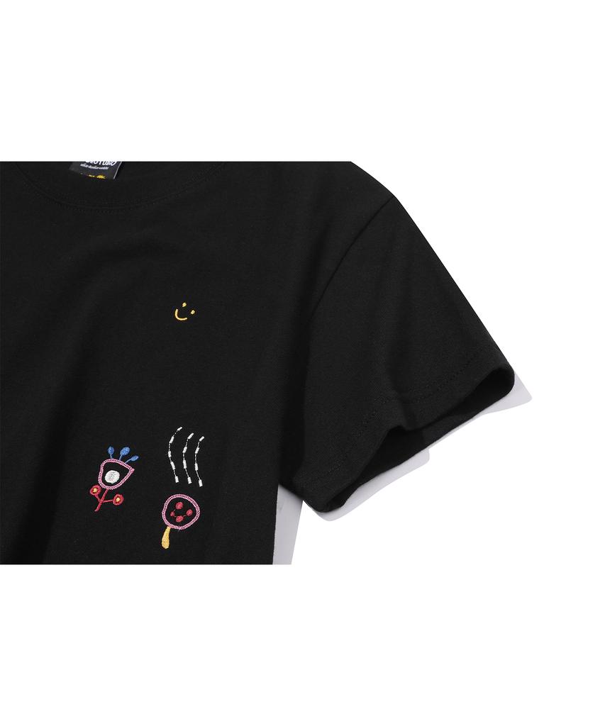 CPGN STUDIO Mushroom Stitch Crop Short Sleeve Tee Black