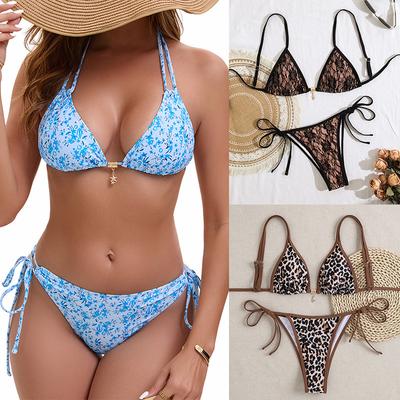Lace Starfish Pendant Triangle Cup Sexy Two Piece Bikini Set Elegant
