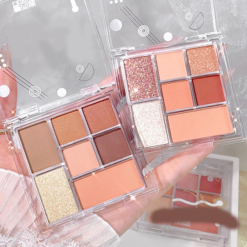 1PC Transparent Party Pearlescent Date Makeup Earth Color Eye-catching Seven Colors Stage Eye Shadow Plate Makeup Multi-function