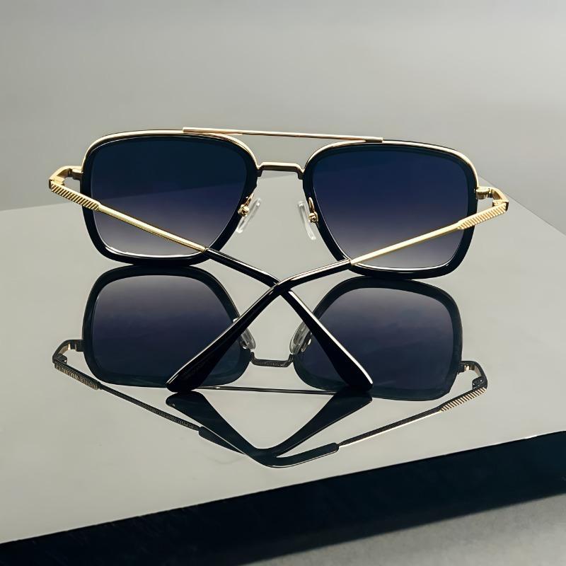 2/1 Pair of Men's Classic Style Metal Frame Glasses Double Bridge Design - Suitable for Daily Commuting