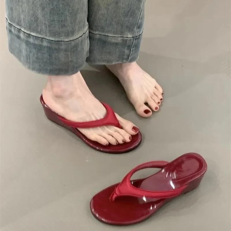 Fashion Ladies Shoes On Sale 2025 Hot Sale Flip Flops Women's Slippers Outdoor Casual Slippers Women Round Toe Wedges Shoes for Women