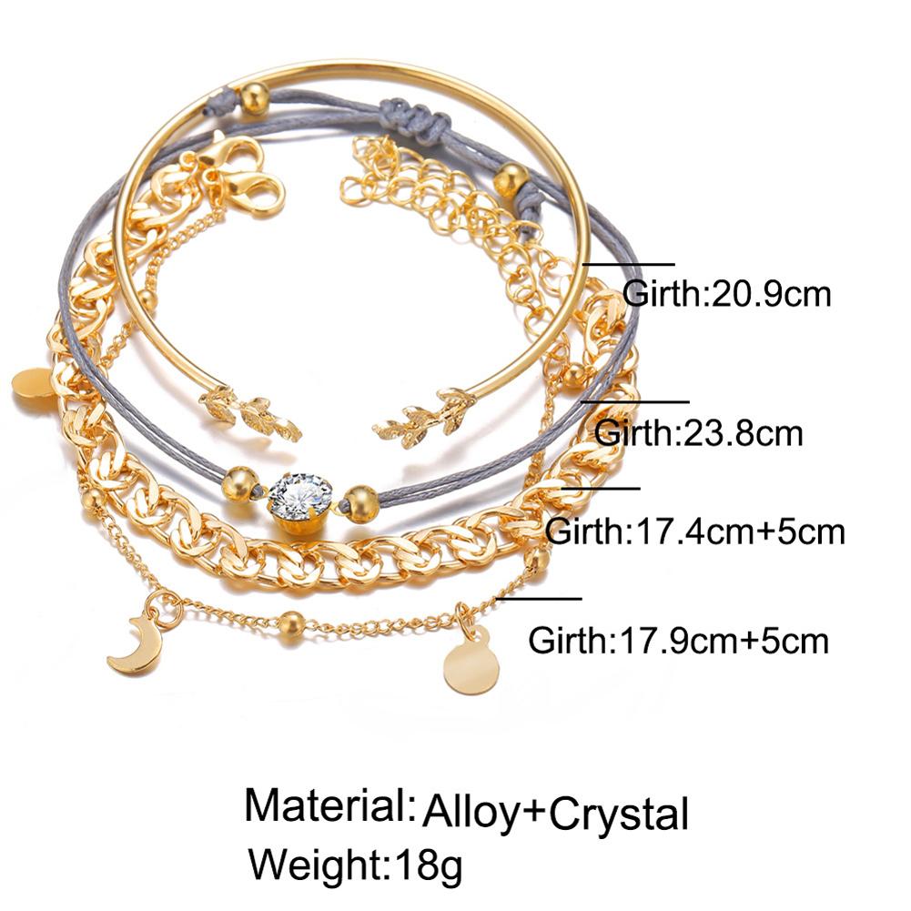 4 Pcs/set Women's Bracelet Rhinestone Simple Style Alloy Bracelet