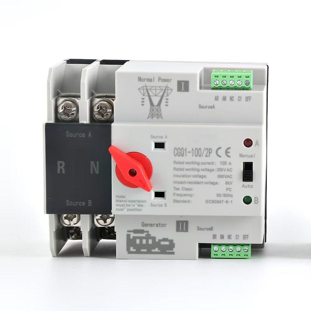 CGQ1-100AEATS 110V 220V PC Dual Power Automatic Transfer Switch 63A100A Household Power Transfer Switch 50/60Hz
