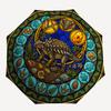 Prehistoric Glass pattern umbrella, portable and foldable design, 8 ribs, a casual accessory for Halloween, Christmas, and birthday gifts.