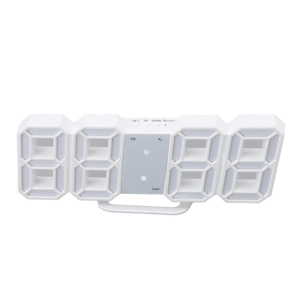 3D LED Digital Clock Time Temperature Display Night Light Alarm Function White 3D Digital Clock for