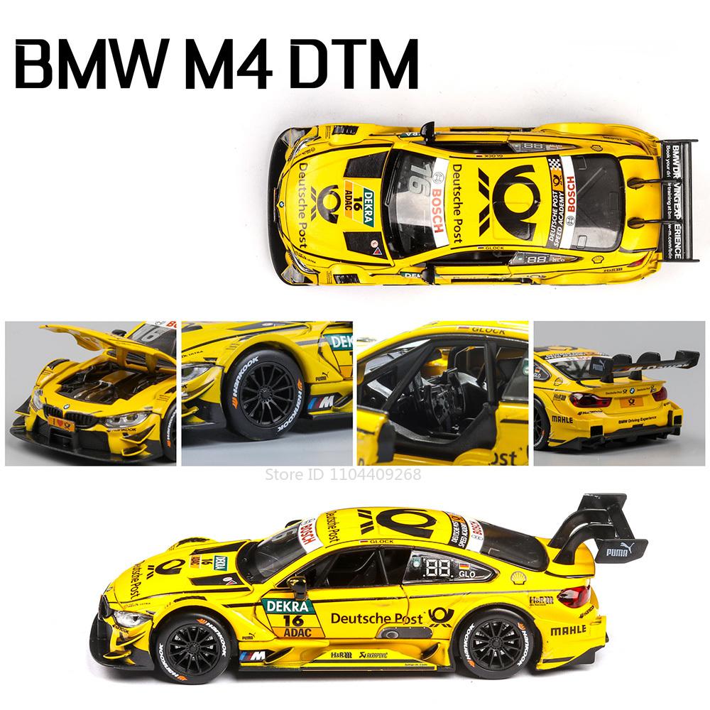 AAAOM1 1:32 Scale BMW M4 DTM Car Model Toy Doors Opened Metal Diecast Music Light Pull Back Racing Cars Models Toys Kids Hobby Gifts