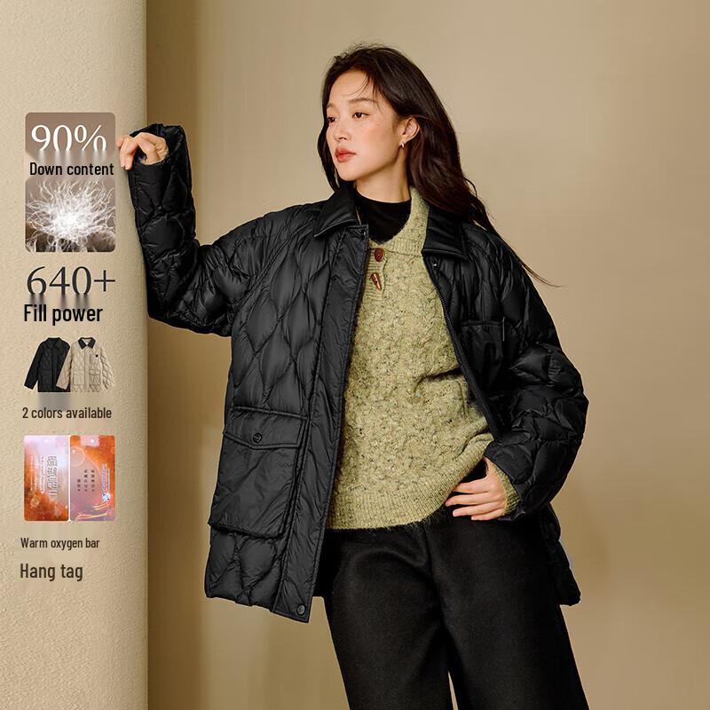 

INMAN Women s Color Block Lapel Duck Down Quilted Jacket S