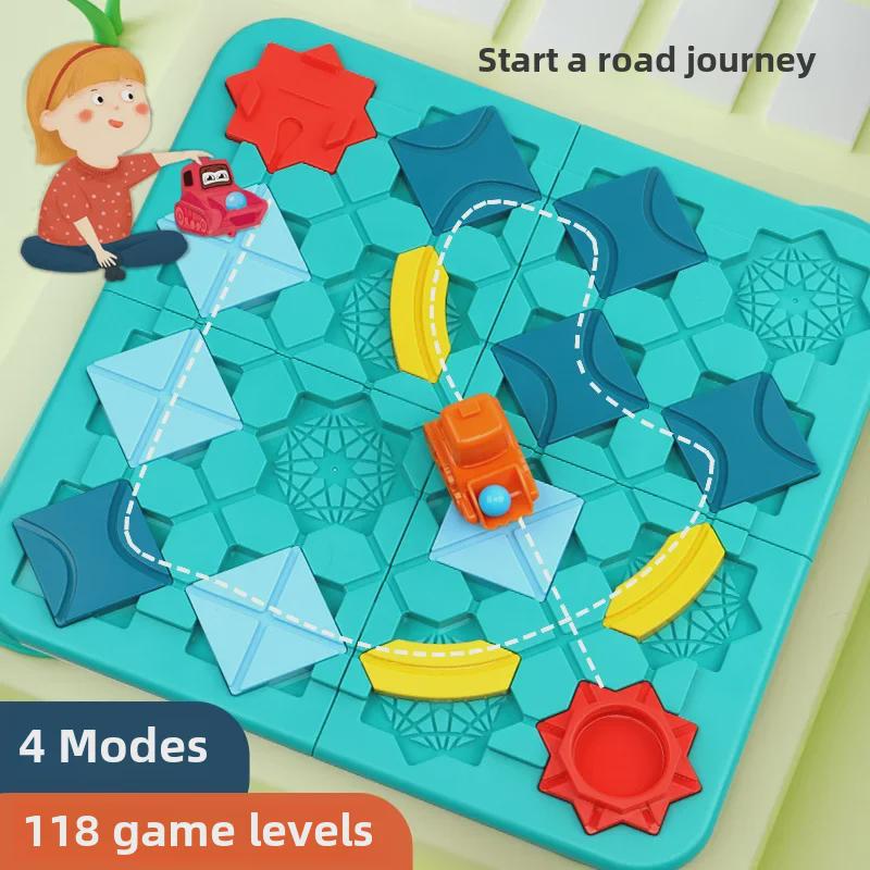 Grenzüberschreitendes Desktop-Spiel: Straßenbau-Labyrinth mit logischem Denken für kreatives Kinderspiel