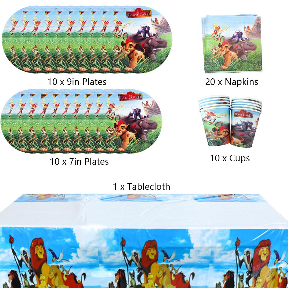 51pcs Lion King Party Tableware Include Tablecloth Plates Napkins Cups 10 Guests