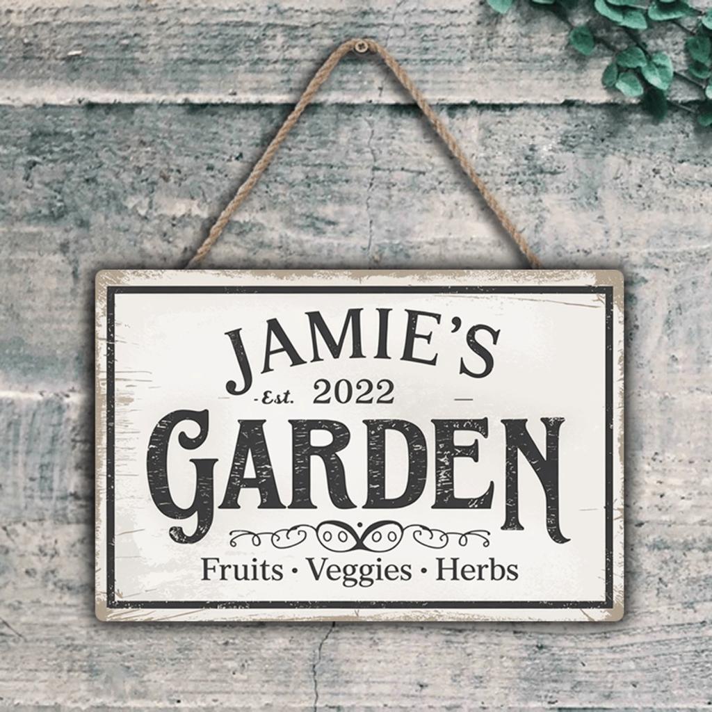 Personalisierter Metallschild mit individuellem Namen, Blechschild, Dekoration für Garten, Terrasse, Wand