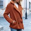 Elegante Cappotto Invernale da Donna in Ecopelliccia Caldo Peluche Orsacchiotto Monocolore Capospalla Femminile Tasca Casual Autunno Cashmere 22942