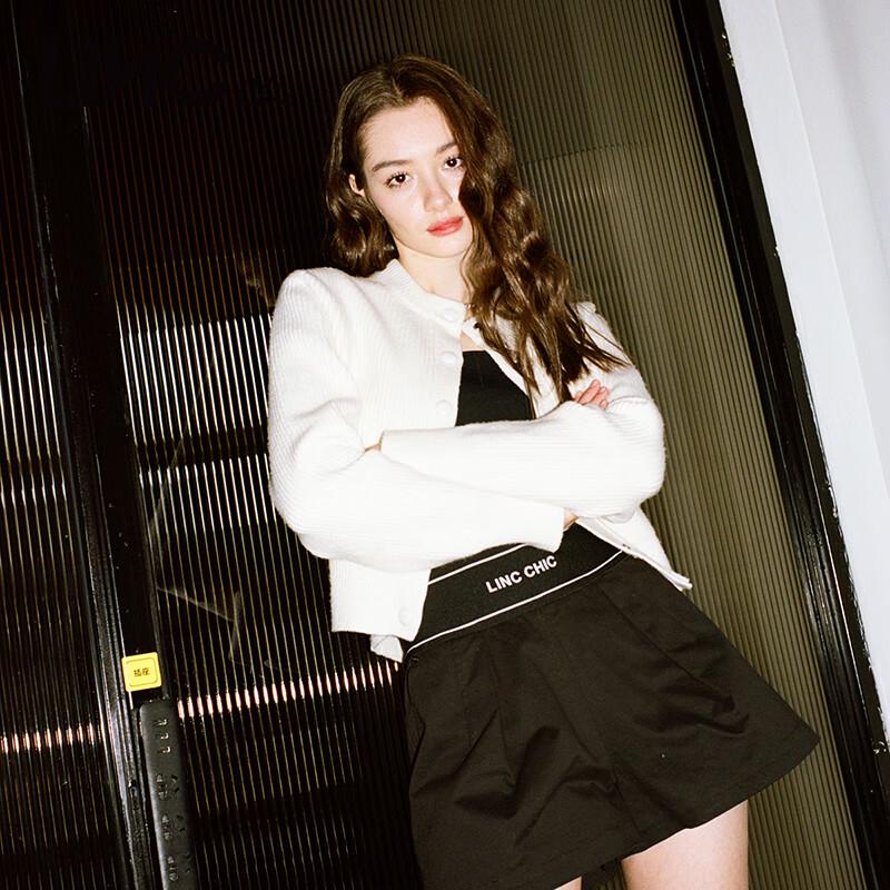 Jin Yujie Women's 22% Wool Blend Round Neck Knit Cardigan