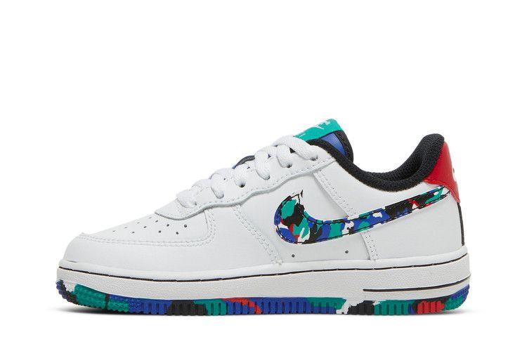 Kids' Sneakers Nike Air Force 1 Low Crayon White Multi (PS) White/Hyper Blue-Neptune Green-Multi-Color