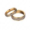 18K Gold Plating Titanium Steel Lovers Couple Rings Gold Wave Pattern Wedding Proposal Ring for Couples Engagement Jewelry