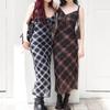European and American spring new fashion retro plaid pure desire celebrity temperament slim suspender dress women