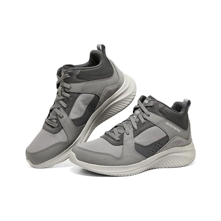 Skechers 3.0 Synthetic Leather Trendy Mid-Top Casual Shoes Men Casual Shoes Gray 232407-GRY