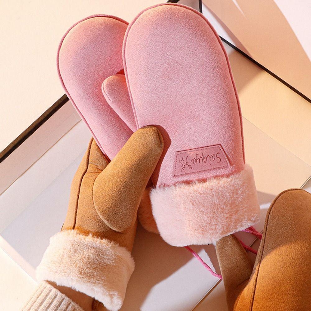 Suede Velvet Women Winter Thermal Fleece Fawn Bicycle  Gloves  Women