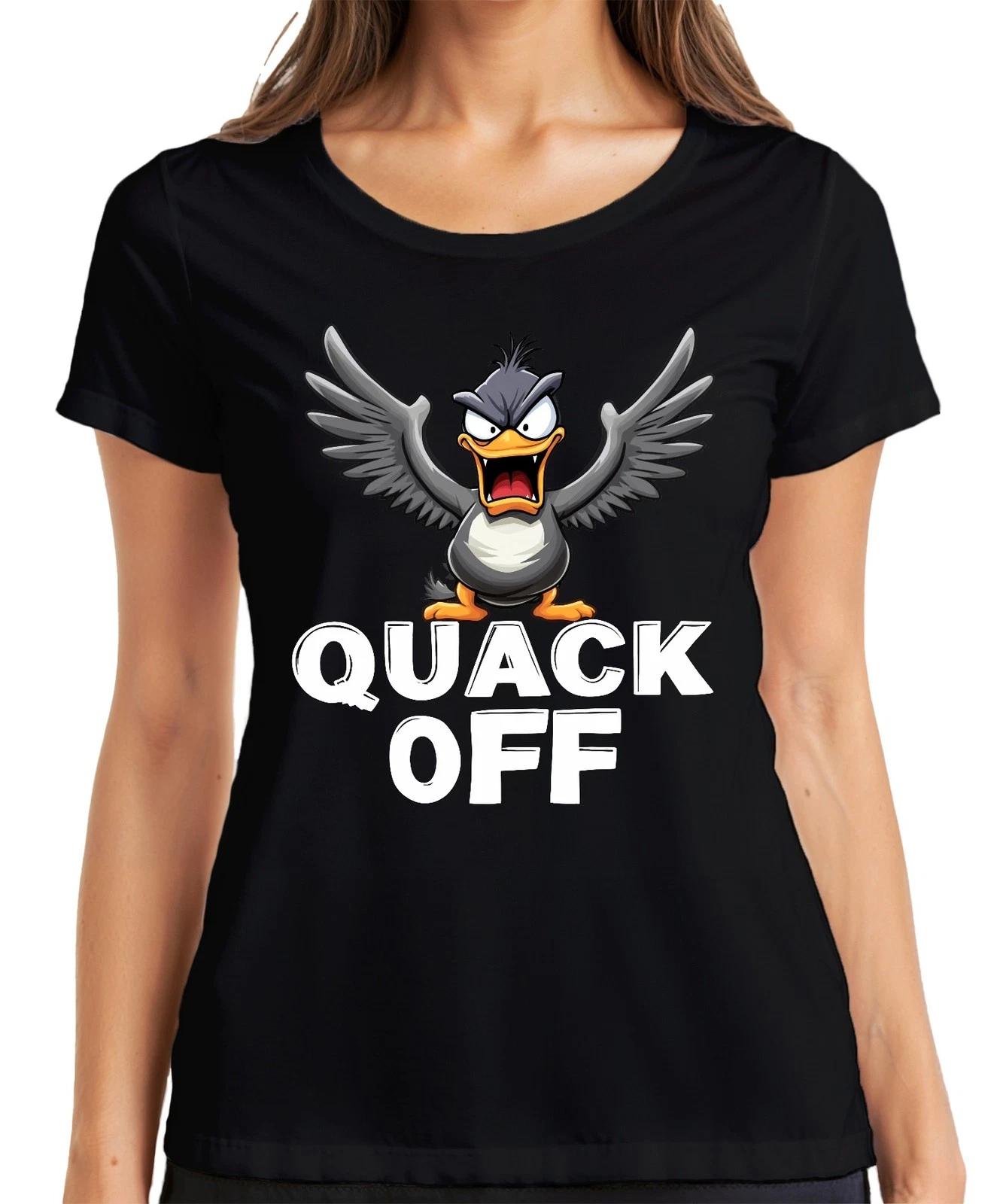 QUACK OFF freche Ente lustig wütende Ente Geschenk Sarkastisch Damen T-Shirt S