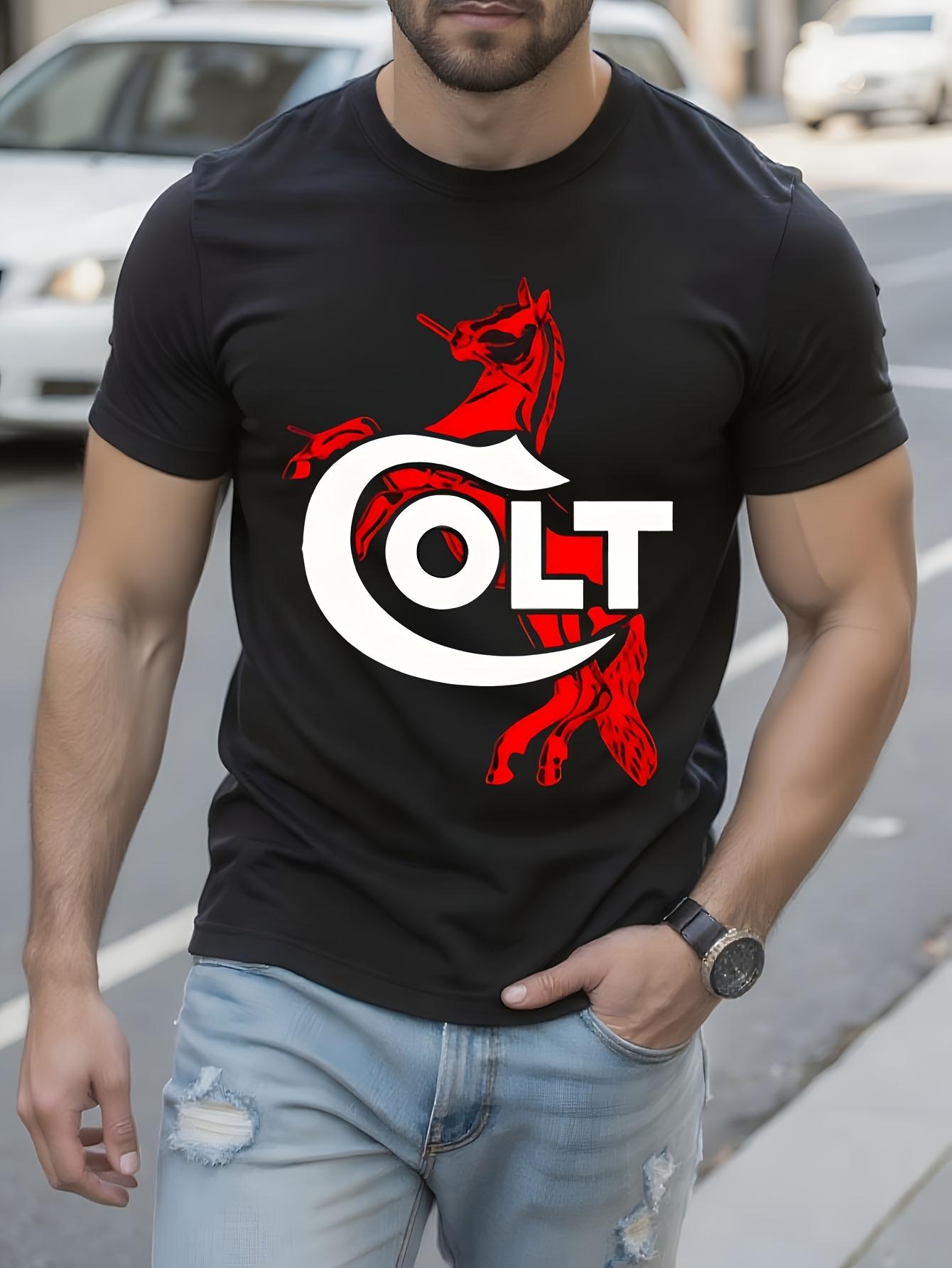 Colt Firearms Guns Classic Black - Red & White Logo Print T-shirt XXXXL