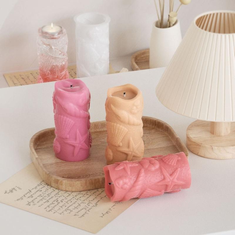 Cylinder Candle Molds for Crafting Candle Soap Gypsum Decorations, Ocean Theme Candle Molds for Epoxy Resin Casting