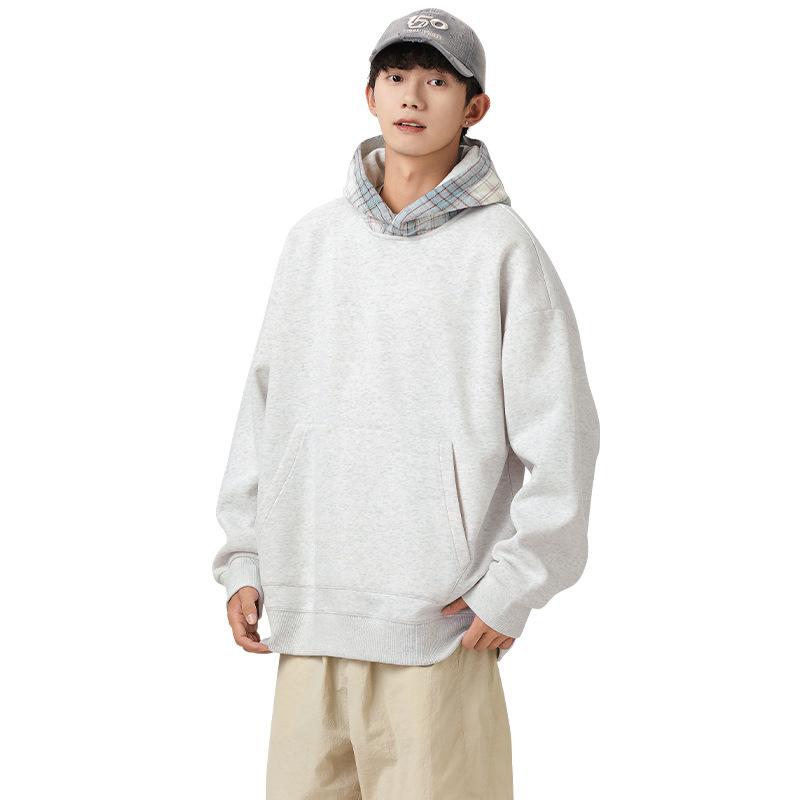 

Свитер мужской осенний американский клетчатый сращивающийся парный пиджак универсальный спортивный худи 2XL