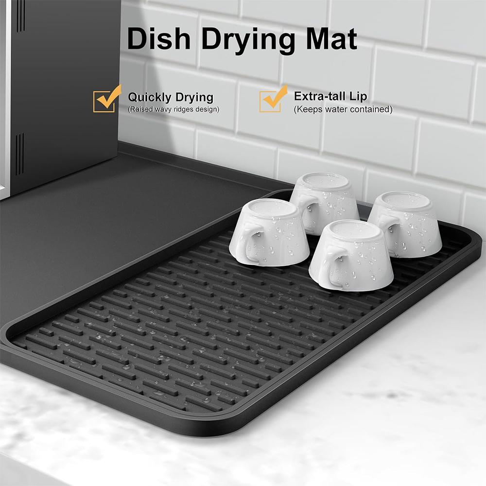 Silicone Coffee Mat Heat Resistant Bar Mat With Detachable Dish Drying Mat Kitchen Counter Coffee Machine Mat Pad