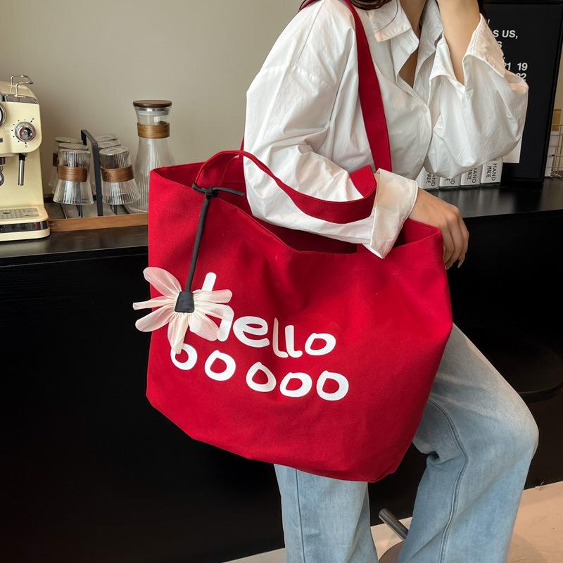 Casual Large-capacity Canvas Bag Women's New Simple Student Class Shoulder Commuter Tote Bag