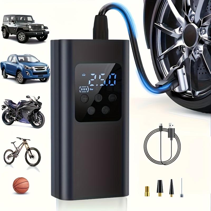 Mini Pompă Portabilă pentru Bicicletă, Umflator Wireless pentru Anvelope Auto, Pompă de Aer Electrică Portabilă pentru Vehicule cu Afișaj Digital, Încărcare USB și Manometru pentru Presiunea Anvelopelor