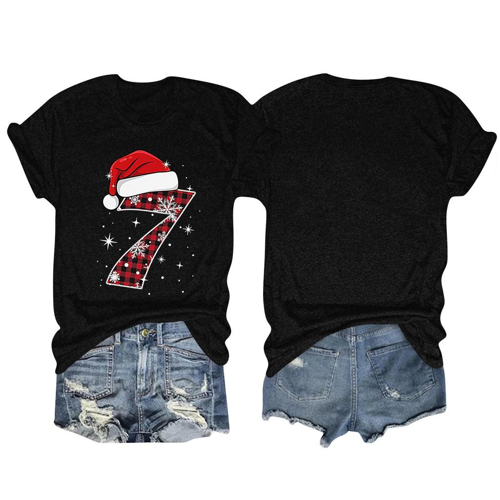 Camiseta de manga corta con cuello redondo y estampado de moda para mujer