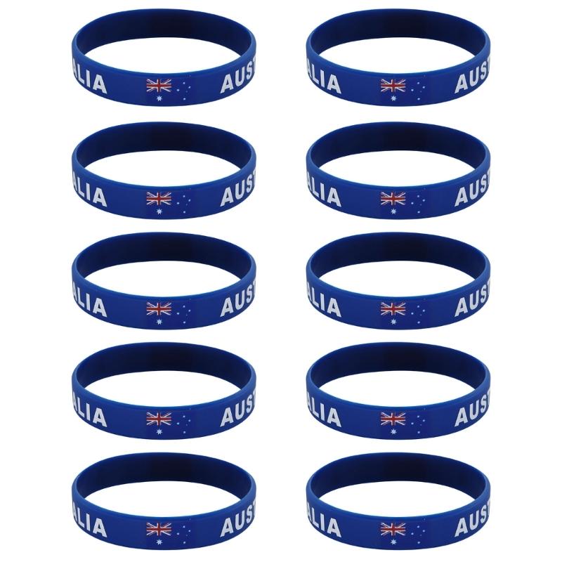 Set Of 10 Piece Vibrant Silicone Wristbands With 2026 Sports Event Country Flags Ideal For Gifts And Parties