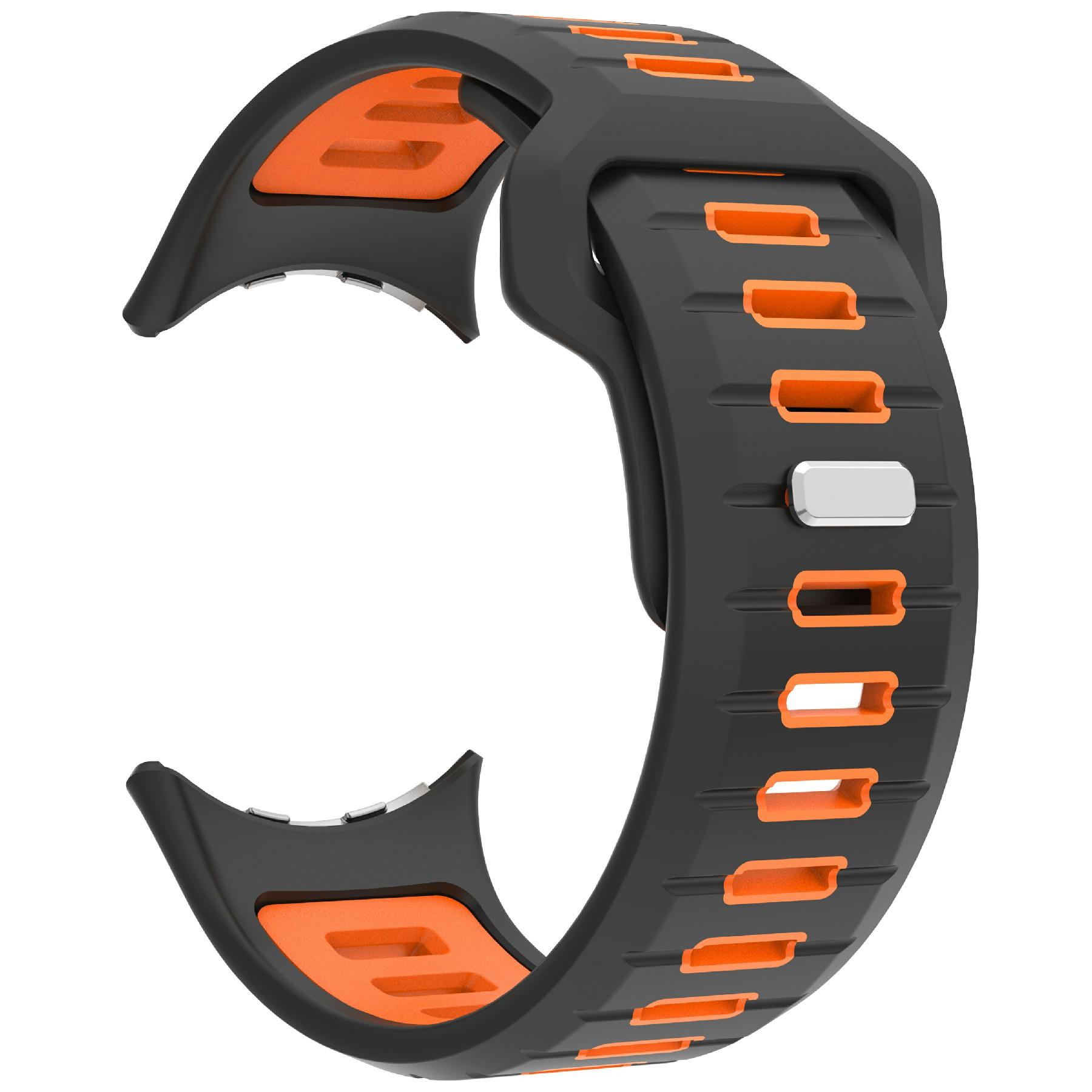 

Для Google Pixel Watch 3 45мм Замінний ремінець для годинника Двоколірний силіконовий ремінець Black+Orange