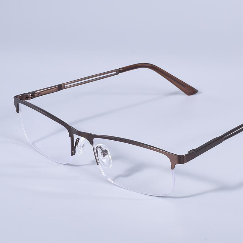 Men Blue Light Blocking Reading Glasses Metal Half Frame Prescription Eyeglasses With Spring Hinge Computer Reader +125+175