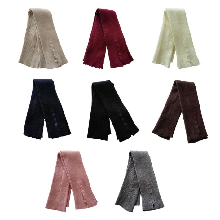 Harajuku Women's Leggings Gaiters Soft Acrylic Knitted Winter Leg Warmers Footless Socks with Side Split Buttons Decors
