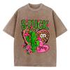 T-shirt Lavate da Donna Aderenti Stampa Cuore Leopardo Manica Corta Girocollo Cotone Oversize Top Abbigliamento Donna