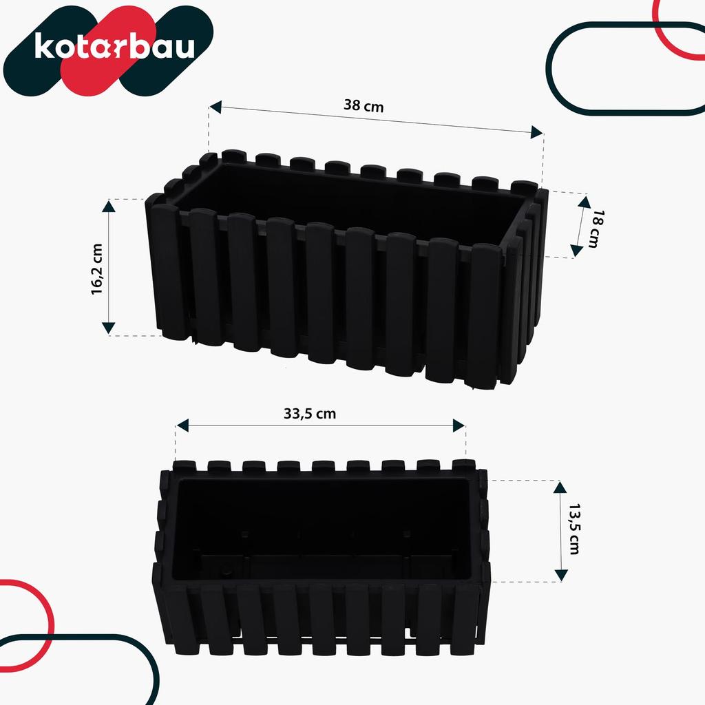 Balcony Flowerpot Box for Railing Rustic Anthracite 40cm 4 PCS