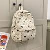 Fashion Bowknot Printed Women's Backpack Corduroy Large Capacity Students Backpack Travel Rucksack Women