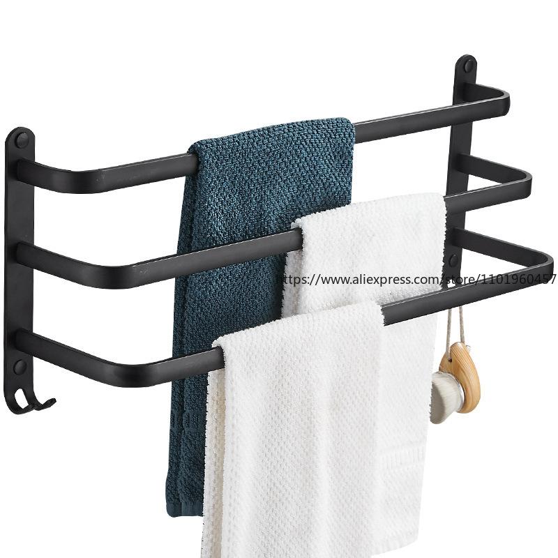 Nail-free Hole Space Aluminum Towel Rack Towel Bar Single Bar Toilet Nail-free Hanger Rack Bathroom Pendant Rack
