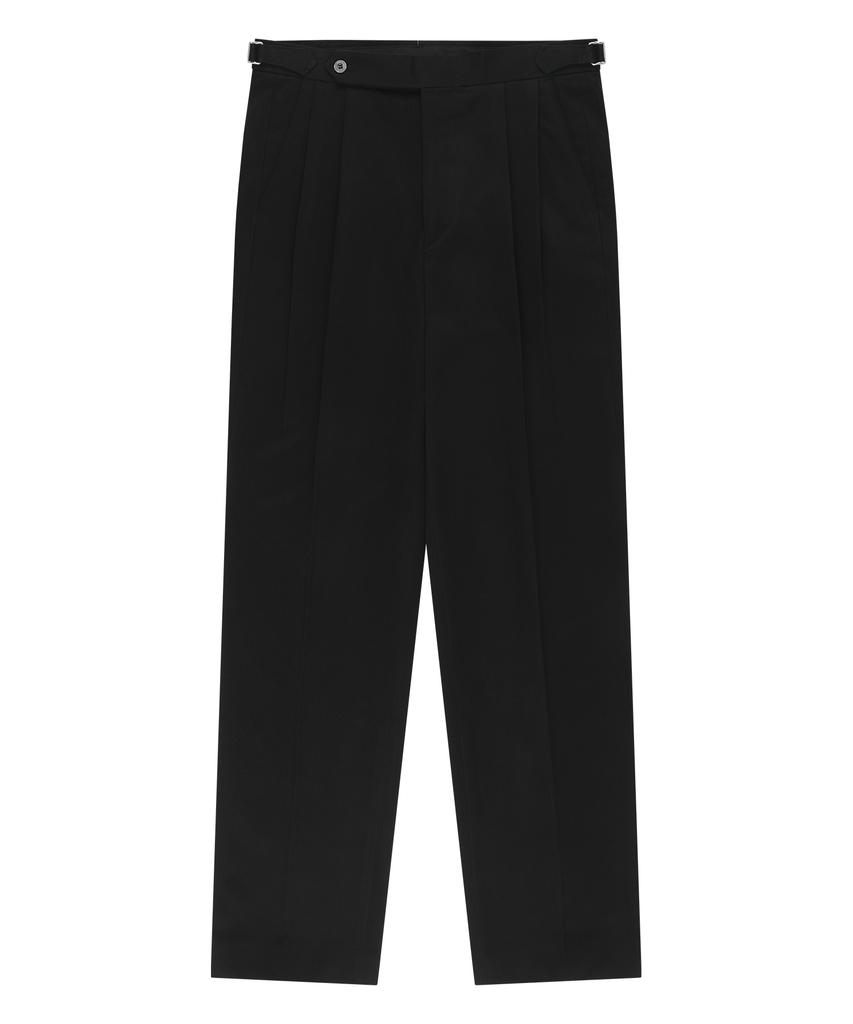 BELLIEF Essential Gaberdine Heavy Double-Pleated Relaxed Chino (Black)