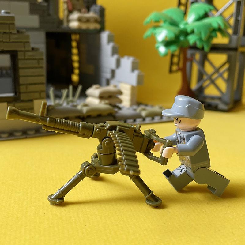 M2 Lett Maskingevær Med Kulekjede Militært Utstyr Svart Maskingevær Byggekloss Våpentilbehør Byggeklossutstyr