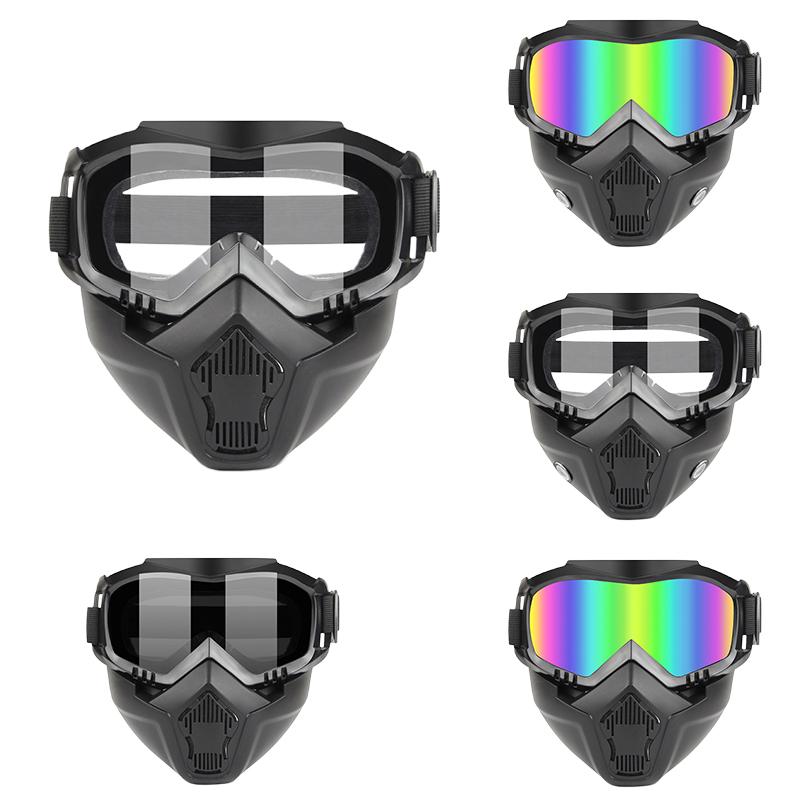 1 Piece Adjustable Motorcycle Goggles Dustproof Moto Glasses Breathable Full Face Protective Motorbike Dirt Bike Off-Road Mask