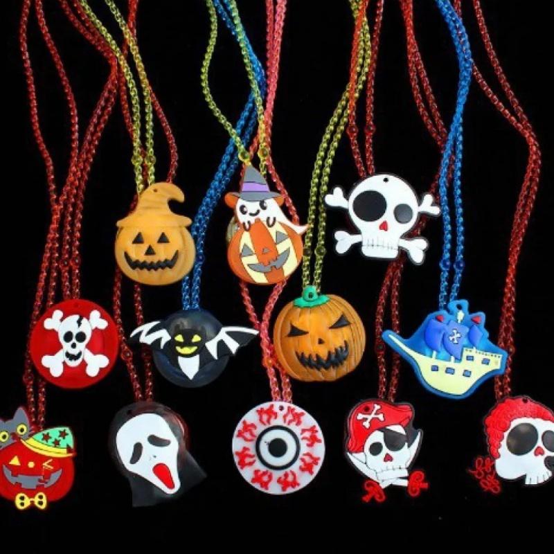 120PCS Halloween Glow Necklace Scary Sparkle props Children Sparkle Necklace Halloween Party decorations Christmas decorations