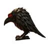 Gothic Crow Figurine, Resin Raven Statue with Red Eyes, Dark Raven Desktop Decorations, Halloween Ornaments Unique Goth Gifts