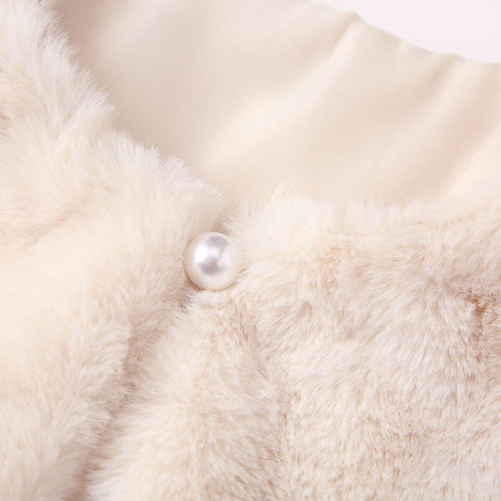 Girls' Faux Rabbit Fur Long-Sleeved Cape Coat