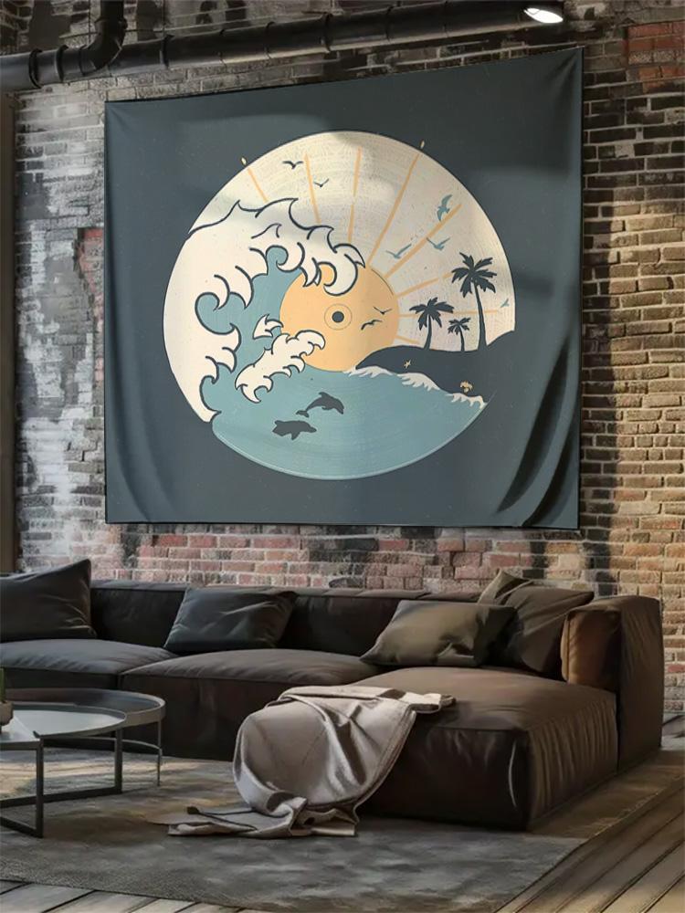 Ocean Wall Tapestry Sea Turtle Whale Sunset Beach Aesthetic Room Decor Tapestry Hippie Wall Hanging Bedroom Decor Art