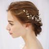 Perle Strass Blume Braut Stirnband Hochzeit Haarschmuck Goldblatt mit Strass Blume Haarbänder Hochzeit Haarschmuck