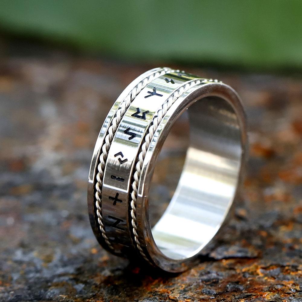 2024 New Creative  316L Stainless Steel Viking chain rune Ring For Men  retro Amulet  Jewelry Gift free shipping