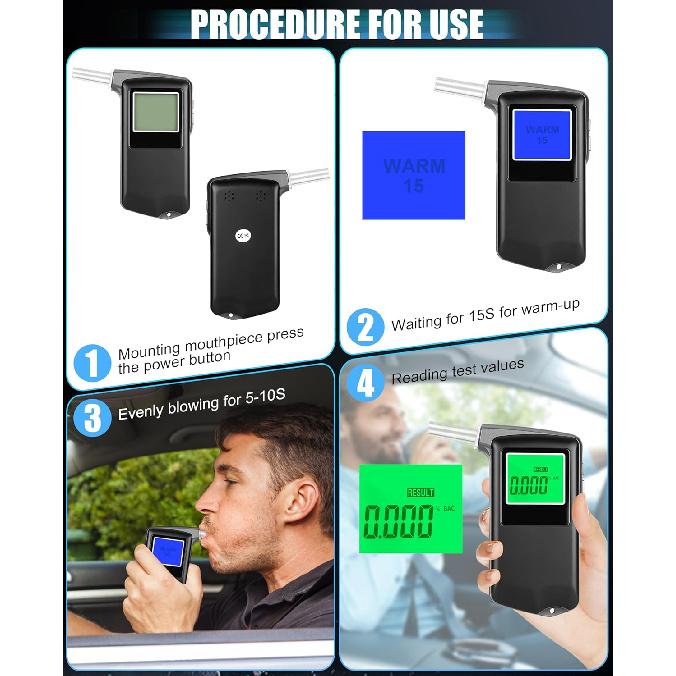 Breathalyzer, Professional-Grade High Accuracy Portable USB Rechargeable Alcohol Tester Breathalyzer with LCD Digital Display for Home Use(10