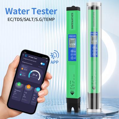 Smart Bluetooth Water Quality Tester 2 In 1 PH Meter 5 In 1 EC TDS SALT SG TEMP Detector APP Control Water Monitor for Aquarium