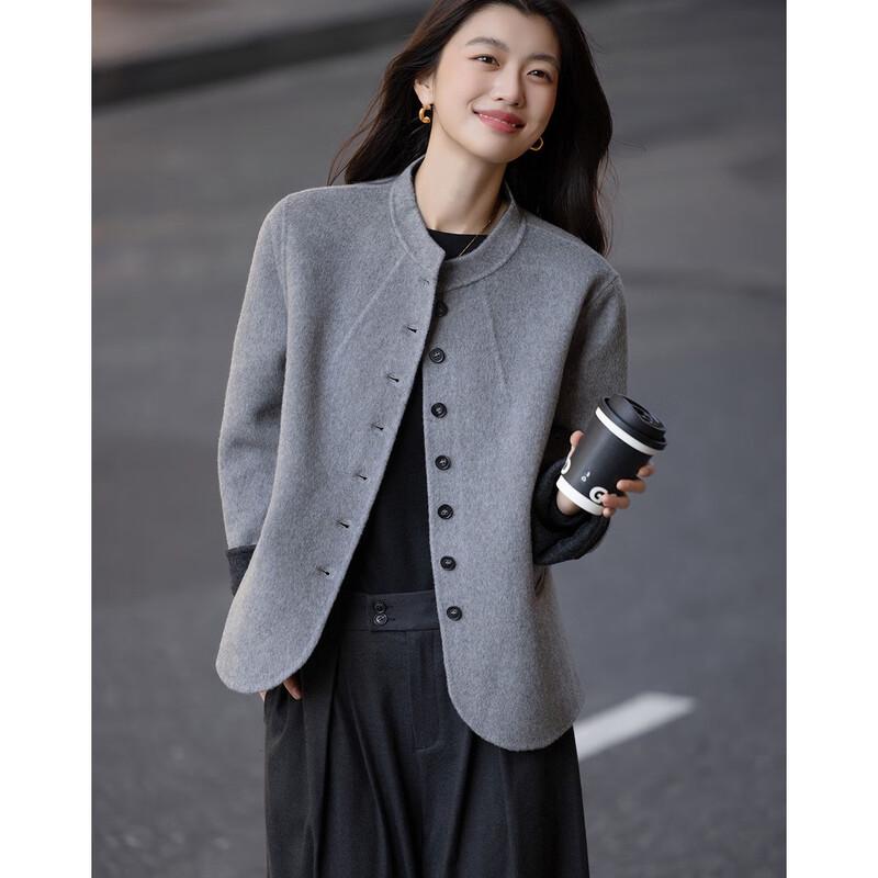 Demana New Chinese Style Fluffy Wool Blend Short Coat