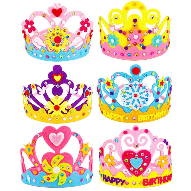

Diy Crafts Plaything Crown Creative Paper Sequins Flowers Stars Patterns Toys For Kids Kids Kindergarten Art Party Decorations